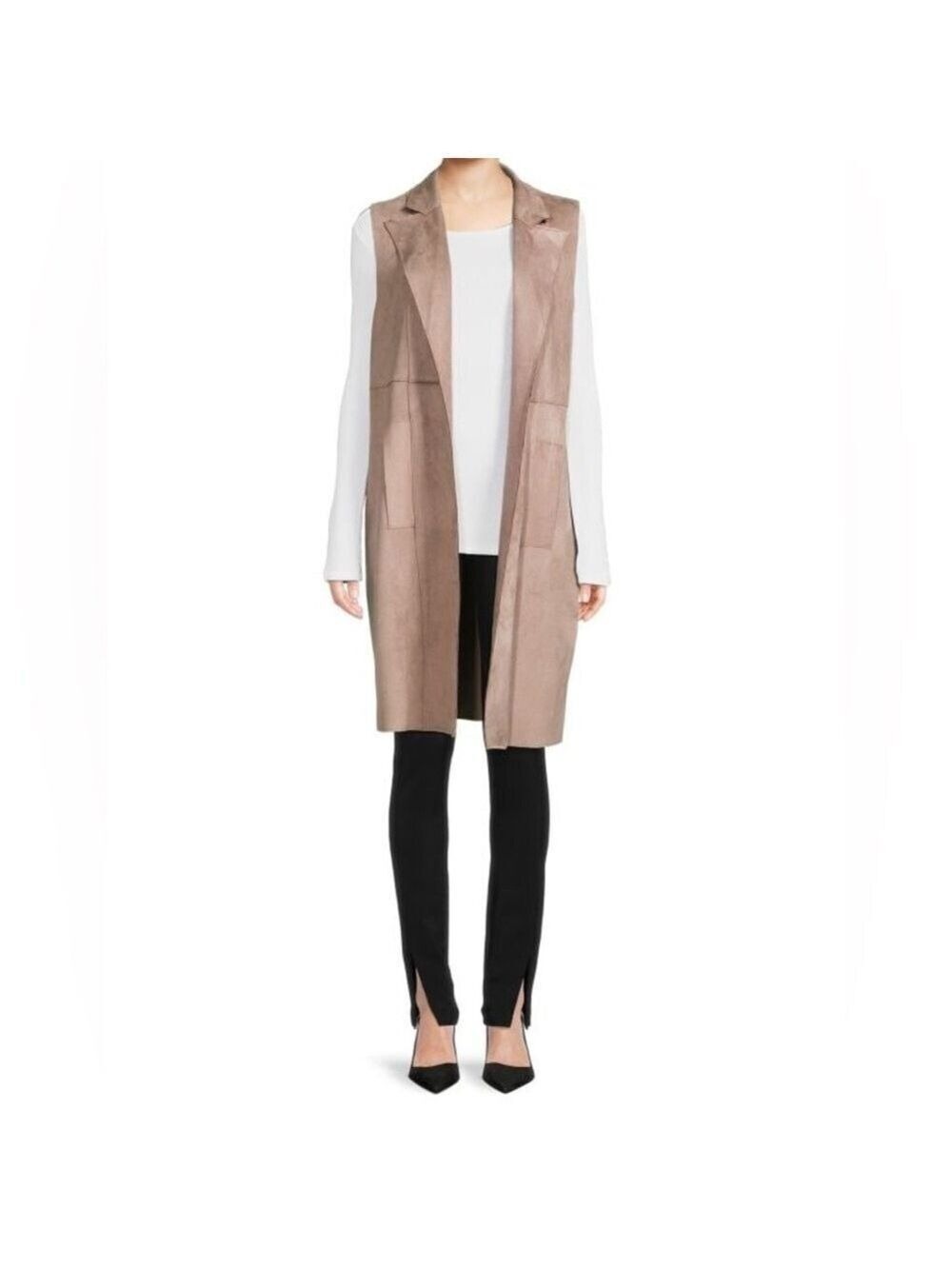 Joan Vass Long Suede Vest Sz X-Large